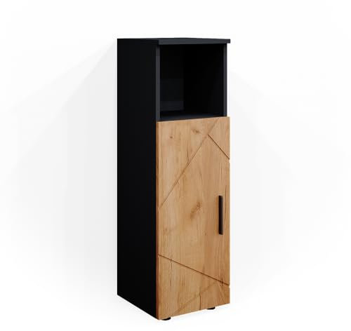 Vicco Midischrank Irma, Badmöbel, Anthrazit/Eiche, 30 x 95 cm