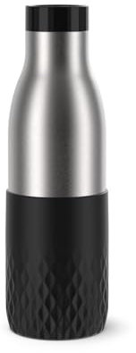 Tefal Gourde 0,5 L, Acier inoxydable 18/10, Hermétique, Manchon silicone, Ergonomique, Maintien boissons chaudes 12h et froides 24h, Compatible lave-vaisselle, Bludrop Sleeve noir N3110510