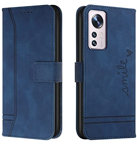 Trugox Handyhülle für Xiaomi 12 Lite 5G Hülle Klappbar Klapphülle mit Kartenfach Handytasche Handy Schutzhülle Tasche Leder Wallet Flip Case Slim Book Cover - Blau
