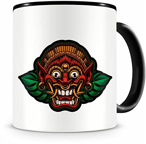 Samunshi® Tasse mit Motiv Barong Maske Kaffeetasse Lustige Tassen zum Geburtstag Becher Teetasse balinesische Mythologie Drachenmaske Bali Rangda Ubu