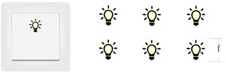 Licht Aufkleber Set mit 6 Stück Aufkleber Lichtschalter Aufkleber Symbol (RP8/1) (14mm)