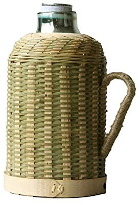 Flaschenwärmer, handgefertigte Thermoskanne aus Bambusgeflecht, Flasche for Wasser, mit Korkdeckelabdeckung und Handgriff, Isolierflasche, warm halten, Glas, groß (Color : Bamboo Yellow Shell)