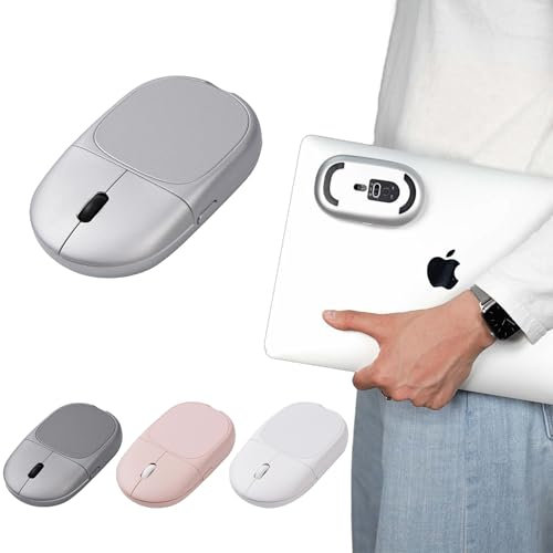 ventaron Magnito Mouse - Compact Wireless Mouse for MacBook iPad Laptop, Magnetic Attachable, Bluetooth, Silent Clicks, Magnet Travel Mouse, Windows/Mac/Linux/Chrome/iPad (Space Gray) (Silver)