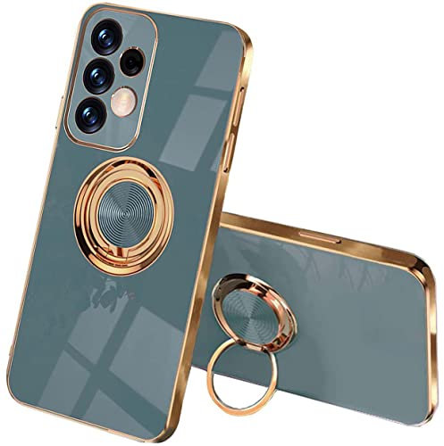 UPLAI Stilvoll Hülle für Samsung Galaxy A52s 5G/Samsung Galaxy A52, Slim Stoßfest Galvanik-Design Handyhülle Case mit Ringhalter, Sanft TPU Silikon Bumper Schutzhülle Cover.Grau