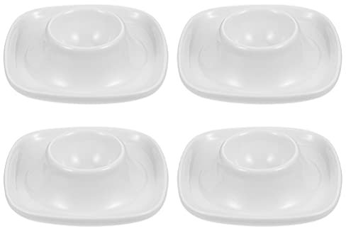 Sudemota Tazza di caffè 4pcs portauova in Ceramica Piatti Set portauovo in Porcellana portapiatti Piatto for Uova sode Cucina Piatti da Portata