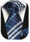 Enlision Herren Krawatte Blau mit Einstecktuch Set für Hochzeit Klassisch Kariert Krawatte Herren Taschentuch Set für formelle Geschäfte, Blau und Weiß