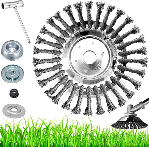 Unkrautbürste für Freischneider Stahlbürste,6 Zoll Unkrauttrimmer Motorsense,Unkrautbuerste,Unkrautbürste Profi Wildkraut Fugenbürste,Kegelbürste für Garten,Motorsense Freischneider Rundbürste