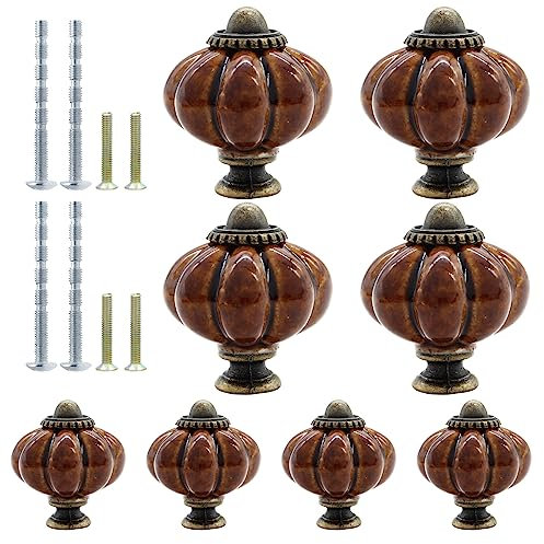 Suiwotin Kommodenknöpfe im Vintage-Stil, Keramik, Braun, 8 Stück