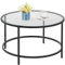 Yaheetech Table Basse Salon, Table Basse Ronde en Verre Trempée, Cadre en Métal, Table d'appoint pour Canapé Bureau Balcon 80 cm Noir