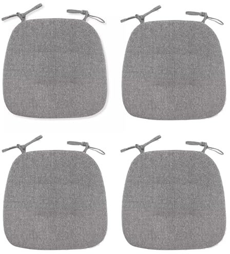 ZTGL Coprisedie Set x 4 Cuscini per Sedia Trapezoidale con Lacci - 43x41x35 - Cuscino Sedia Cucina da Interno o Esterno - Vari Colori,Grigio