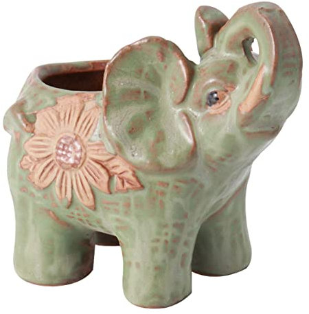 VINTORKY Kaktus-Bonsai-Topf, dekorativer Übertopf, Elefanten-Pflanzgefäß, Elefanten-Pflanzgefäß, Porzellan, Bonsai-Topf, Keramik-Pflanzgefäß, Vase, Tischdekoration, Zuhause, Blumentopf, Blumentopf