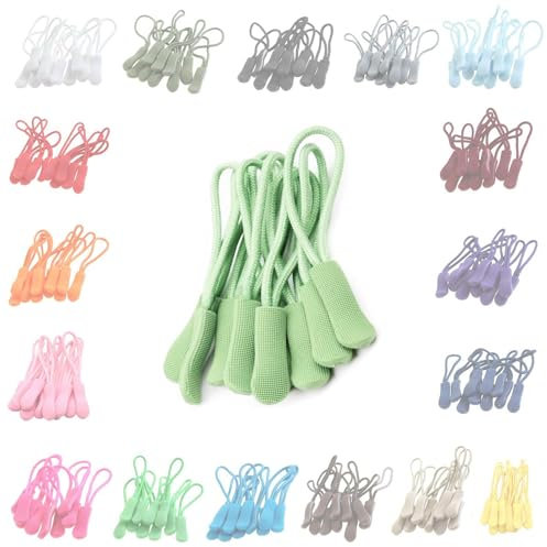 10 Zipper-Schlaufen 70 Farben Reißverschluss-Anhänger Reißverschluss-Verlängerung Pull Anhänger, Farbe:minze