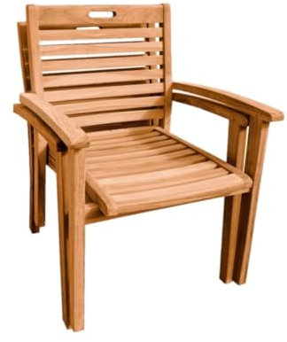 Teako Design Teak Stapelstuhl Tirol - 2 Stück, FLEGT-Lizenziertes Teakholz, Natürliche Patina Gartenmöbel, Gartenstühle wetterbeständig, Zweierpack Stühle