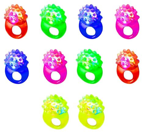 KARELLS Anillos Iluminados,Fiesta Iluminar Anillos,Fiesta Iluminar Juguetes Anillo Iluminar,Anillos Luminosos LED de Colores,Anillos de Fiesta Juguetes,Anillos para Niñas LED Luz,10pc