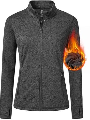 MoFiz Veste Sport Femme Veste Running Femme Polaire Chaude Veste Légère Sweat Zippé Gris-B XXL
