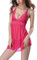 ONGASOFT Sexy Unterwäsche für Frau Lingerie Nachthemd V-Ausschnitt Damen Sexy Dessous Sets Spitze Babydoll Negligees, Rose