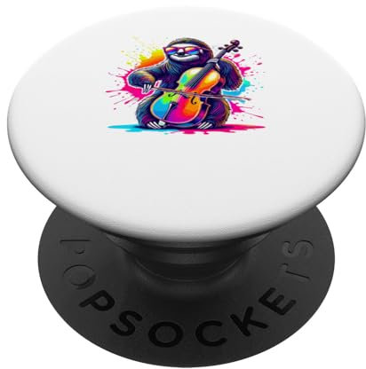 Splash Art Cellist Fauler Bär Faultiere Cello PopSockets mit austauschbarem PopGrip