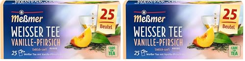 Meßmer/Weißer Tee Vanille-Pfirsich / 25 Teebeutel / 25 Stück/Vegan/Glutenfrei/laktosefrei (Packung mit 2)