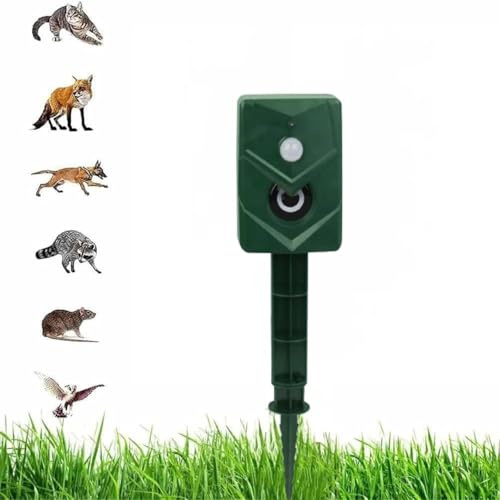Ultraschall Tiervertreiber Garten, Bewegungsgesteuert, Reichweite 26 ft | Katzenschreck Außen mit PIR Sensor & Einstellbarer Frequenz, Wasserdichter Marder-, Hunde- & Vogel-Schutz (Kein Solar)