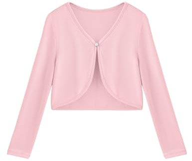 Arshiner Girls Cardigan Maniche Lunghe Casual V-Neck Knitted Cardigan Bolero Giacca a Spalla Bolero Giacca con Bottoni Davanti Rosa 130
