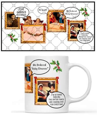 Willow Gifts Christmas Reneissance Paintings Coffe Tea Mug - Xmas Funny Festive Christmas Art Meme Drinking Cup Present Gift (White Handle)