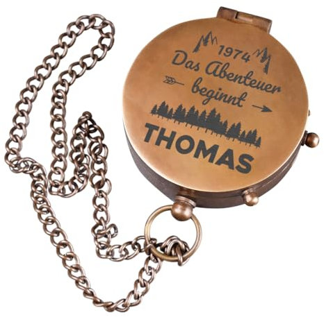 polar-effekt Vintage Kompass in Bronze mit Gravur - Personalisierter Taschenkompass - Individuelles Geburtstagsgeschenk - Ideal für Outdoor, Wandern & Segeln