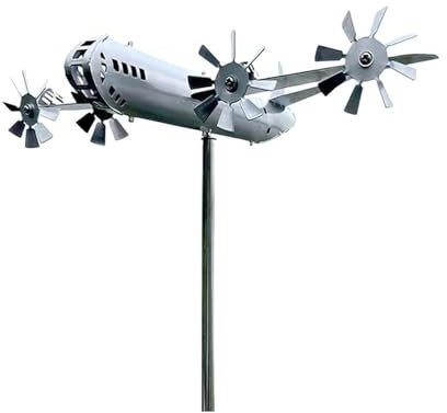 B29 Superfortress Windrad Gartendekoration, Metallflugzeug Modell, 30 cm x 33 cm, Silber