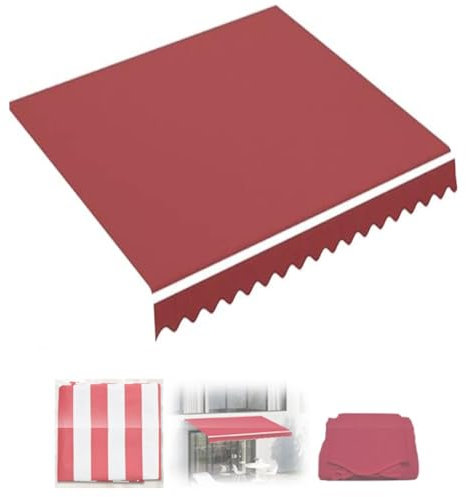 Tissu en polyester rouge et blanc de 6 × 6 pouces pour remplacement du parasol, store de terrasse, store de rechange, store rétractable, toit de rechange, 280 g/m², tissu solaire pour l'extérieur