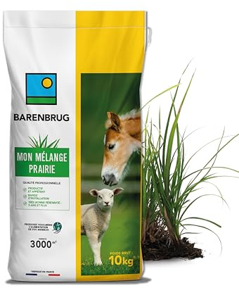 BARENBRUG - Mélange Prairie - Productif et Durable - 10KG | Installation Rapide - Résiste Plusieurs Années - Fourrage pour Animaux - Fabriqué en France