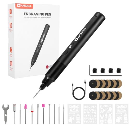 HARDELL Mini-Akku-Rotationswerkzeug-Set mit 35 Zubehörteilen, bürstenloser Motor, 38.000 U/min, 6-Gang-Digitalanzeige, zum Polieren, Schleifen, Gravieren, Bohren, 3D-Drucker, Heimwerkerhandwerk