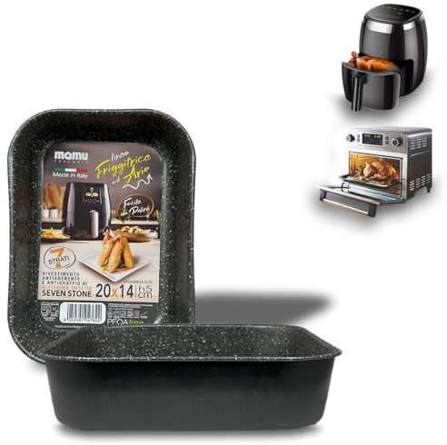 ARCA, Set 2 Teglie Rettangolari 20x14x5 cm per Friggitrice ad Aria e Forno, Antiaderenti e Adatte alla Lavastoviglie, in Alluminio, Made in Italy