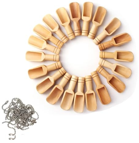 20 PCS Mini Wooden Spoons, Small Bath Salt Scoop，Coffee Beans Tea Sugar Flour Spices Flavors Scoops, Laundry Detergent Powder Spoon, Candy Spoon for Home Kitchen Utensils