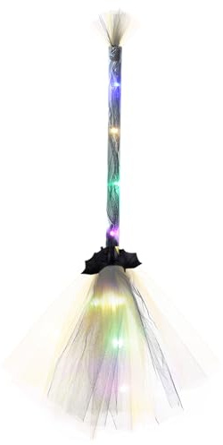 Halloween Magic Broom, Witches Shine Led Broom Halloween Decoration, for Indoor & Outdoor Porch Halloween Party Decorations (03)