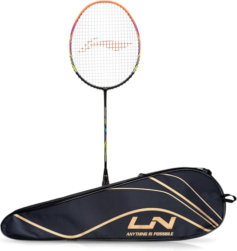 Li-Ning Turbo 99 Kohlefaser-Schläger mit vollständiger Abdeckung (Schwarz/Orange)