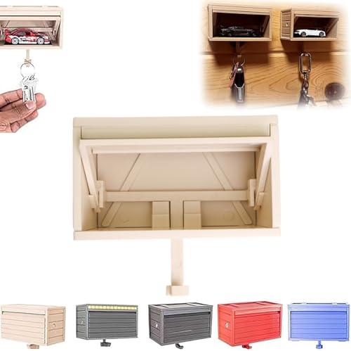 YongXinMY Mini porte-clés de garage 3D avec porte qui s'ouvre – Organisateur de clés mural créatif à crochet unique pour entrée, couloir, portes d'entrée, décoration d'intérieur (modèle de voiture non