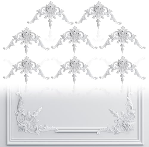 Pangda Eckwandleiste im französischen Stil, Verkleidungspaneele, Flora-Formteil, Eckleiste, Wandform-Set für Schrank, Bilderrahmen, Dekoration, ohne Kleber (8 Stück, Vintage-Stil)