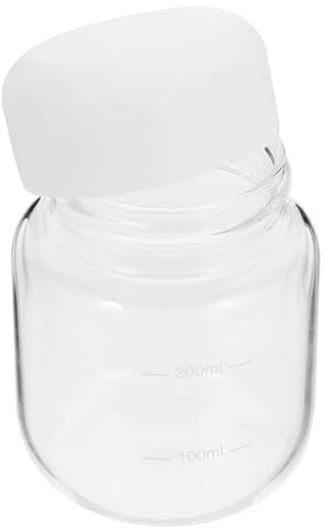 HINTRMENT Mini Bouteille D'eau en Verre Borosilicate 300ml Couvercle Blanc, Gourde Portable Transparente Étanche pour Jus, Lait et Café, Verre Pratique Cuisine et Voyage