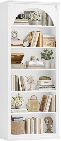 FirFurd Bücherregal 75 cm breit Gewölbter Bücherschrank Vitrinenschrank