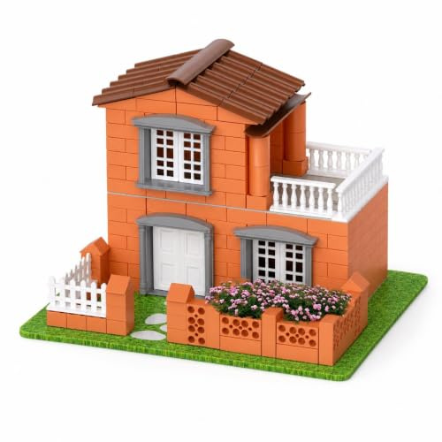 SiaBiced Jeu Construction Maison en Briques pour Enfants – Kit créatif avec Blocs et Ciment