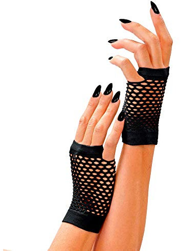 W WIDMANN MILANO Party Fashion - Gants filet sans doigts, années 80, Carnaval, Fête à thème
