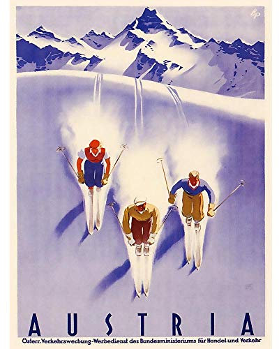 Wee Blue Coo Travel Tourism Winter Sport Austria Ski Snow Alps Art Print Poster Wall Decor Kunstdruck Poster Wand-Dekor-12X16 Zoll