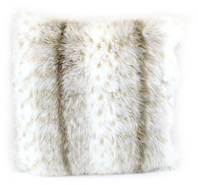 Gözze - Wohnkissenhülle, Kunstfell in edler Pelzoptik, Design Luchs, 50 x 50 cm - Weiß/Beige