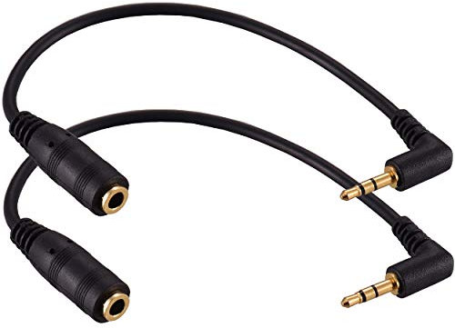 Warmstor 2 Pack Gold Plated 2.5mm Male to 1/8 inch 3.5mm Female Stereo Audio Jack Adapter Cable 90 Degree Right Angle Connector 6 inch Cord for Radios,Headphones,Recorder,Camera