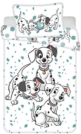 Disney 101 Dalmatiner Baby Bettdecken- und Kissen-Set | Jungen & Mädchen Kleinkind-Bettwäsche-Sets | mit der ionischen Dalmatinerfamilie, Weiß