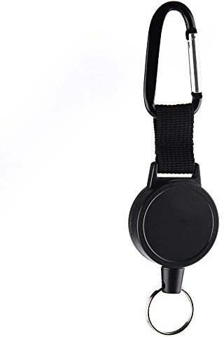 Kuuqa Schlüssel heavy Duty Schlüsselanhänger Ausziehbar Schlüsselkette Retractable Schlüsselrolle mit 65 cm Stahldrahtseil, schwarz