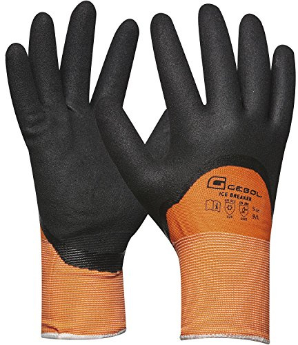Arbeitshandschuh ICE BREAKER | Größe 10 (XL) | orange/schwarz | doppeltes Trägermaterial | Winter-Handschuh | 1 Paar