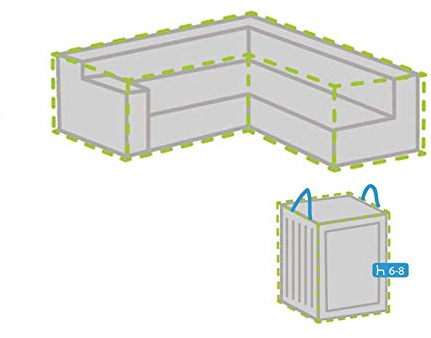 Schutzhüllen Set: Abdeckung 215x215cm für L-förmiges Garten Lounge Set + Hülle für 6-8 Kissen