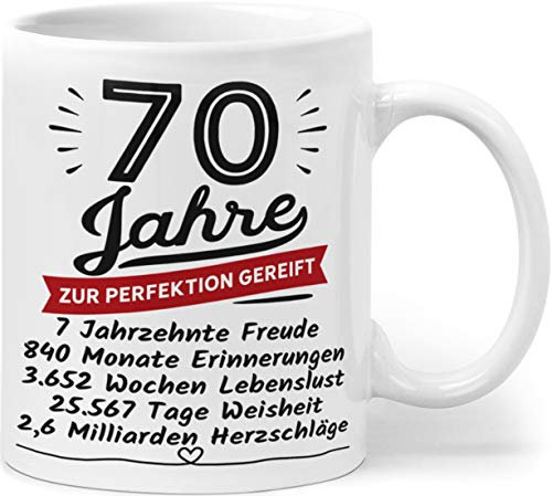 Geburtstag Geschenk 70 - Geburtstag 70 Jahre Zur Perfektion Gereift - Geburtstagsgeschenk für Frauen Männer - Keramik 330ml