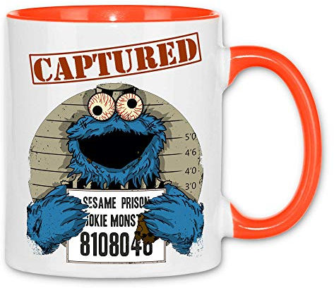 wowshirt Tasse Halloween Cookie Wanted Horror Monster Keks, Farbe:White - Orange