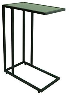 Aspect Bellini Glass Top Sofa Side End Laptop Table (Black/Black)